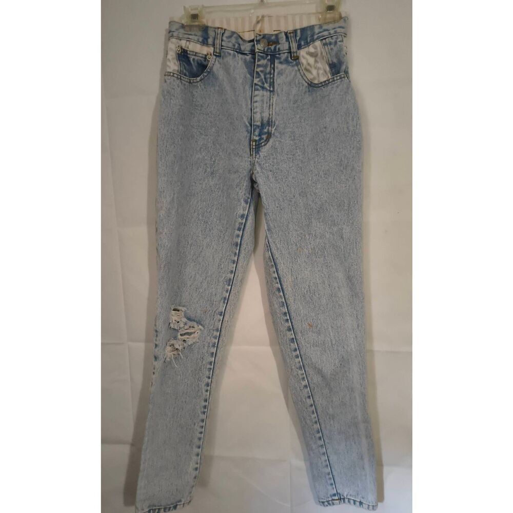 Vintage Acid Wash Dakota Blue Embellished Mom Jeans Juniors Size 9 see images